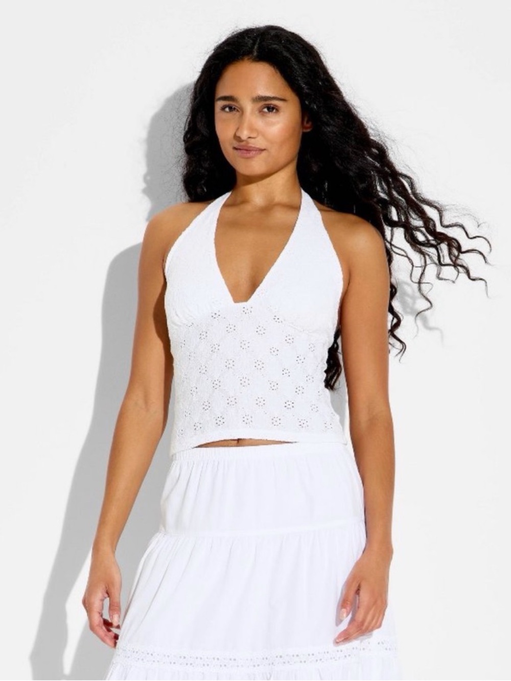 wild fable White Crochet Halter Tank Top